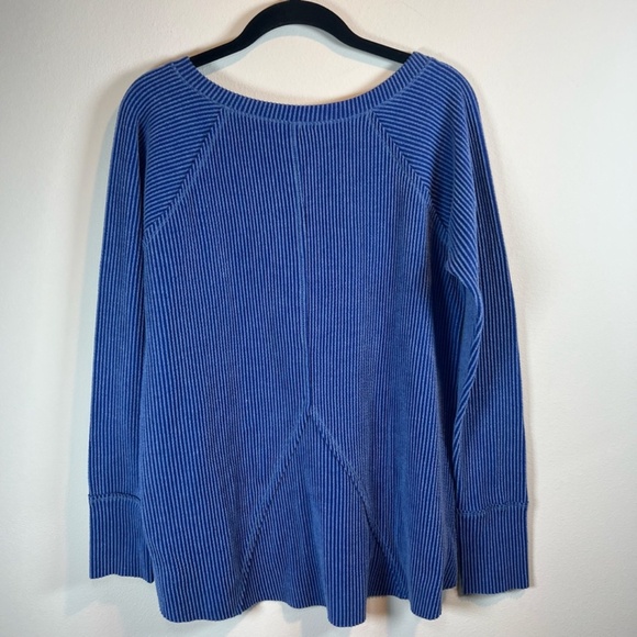 Ariella Women's High Low Long Sleeve Top Royal Blue Shirt Ribbed Stretch  Medium - Picture 8 of 10